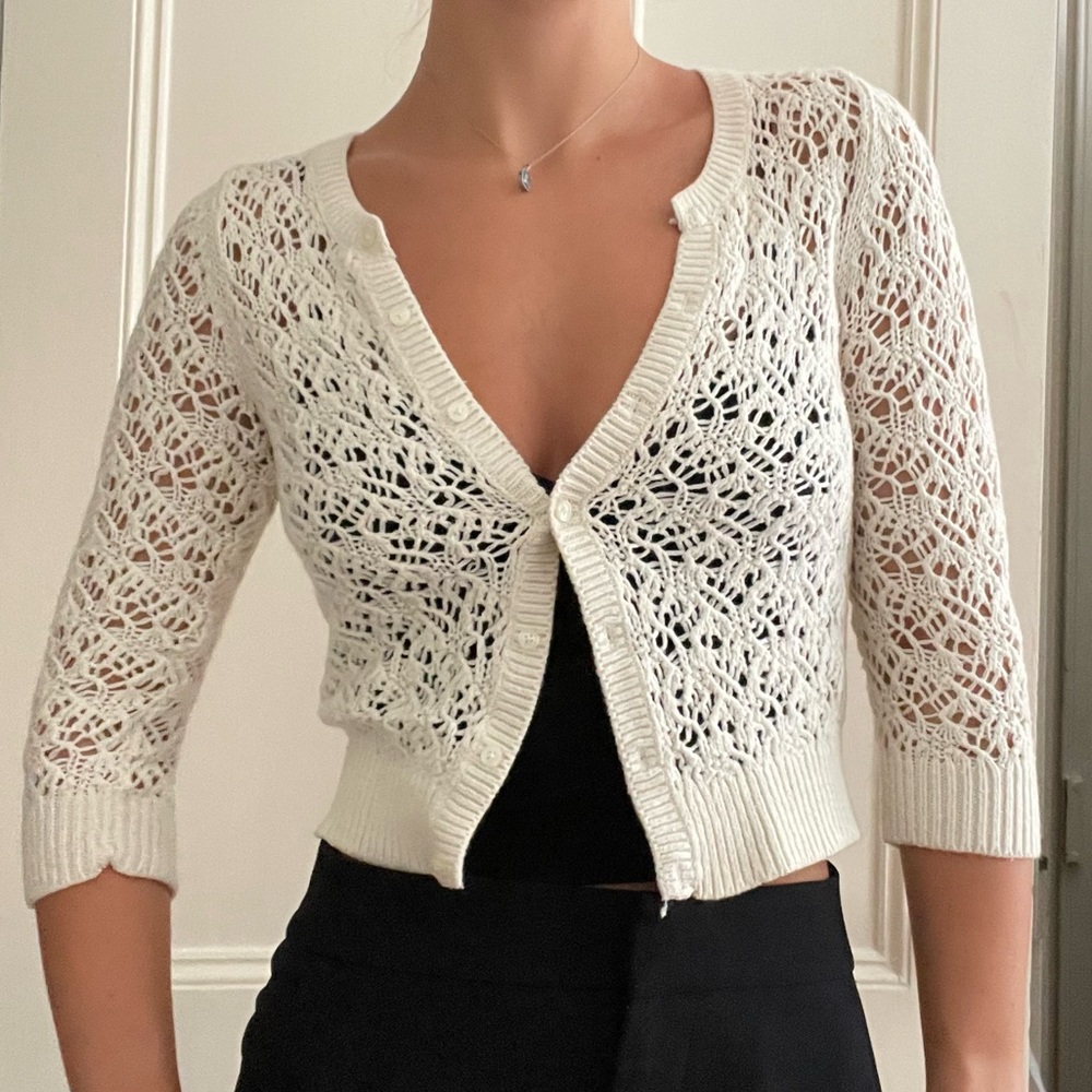 Women’s Abercrombie & Fitch White Crochet Cardigan Size Small